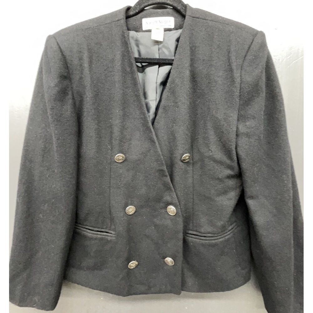 Vintage Norton McNaughton Blazer Women 12 Black Wool Double Breast Lined Jacket